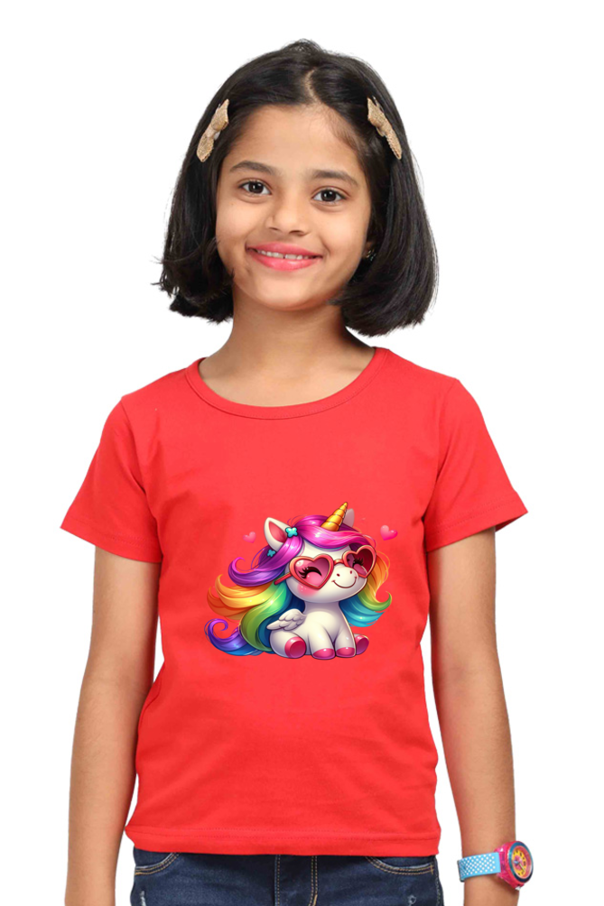 Girl Round Neck Half Sleeve Classic- Unicorn