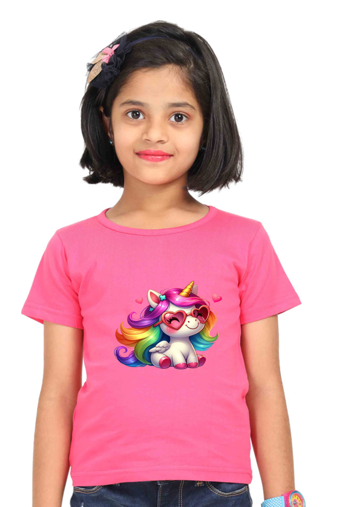 Girl Round Neck Half Sleeve Classic- Unicorn
