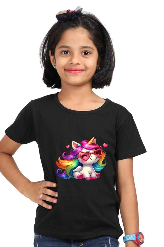 Girl Round Neck Half Sleeve Classic- Unicorn