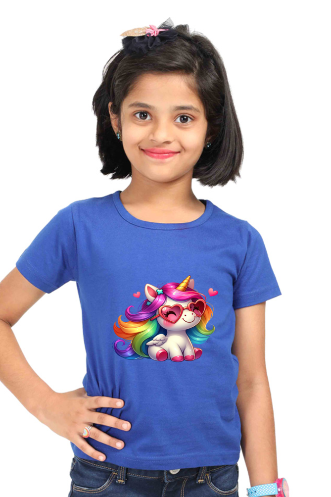 Girl Round Neck Half Sleeve Classic- Unicorn